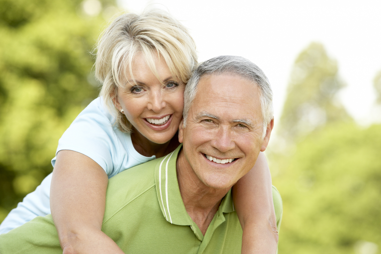 Mature couple having fun in countryside